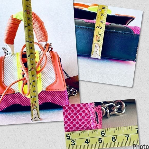 NWT Steve Gorgeous Madden BDORRA Neon Orange Pink Silver Crossbody mini bag - Picture 12 of 13
